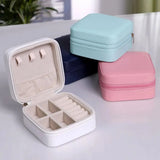Jewelry Storage Box Leather Jewelry Stand Earrings Ring Box Cosmetics Beauty Container Organizer (Random Color)