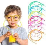 Funny Silly Straw Glasses For Kids And Adults - Creative Flexible Drinking Straw Eyeglasses Fun Party Accessory (Random Color)