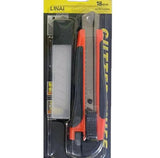 All Purpose Cutter Knife With 5 Extra Blades Paper Plastic And Wood Cutting Tool 18mm Steel Blade Rubber Grip