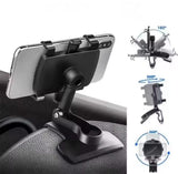 Dashboard Car Phone Holder ABS – 360° Rotatable Mobile Phone Sun Visor & Rear View Mirror Mount Support For Smartphones