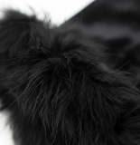 Women's & Girls Black Winter Velvet Gloves With Fur Cuff – Warm Soft Hand Gloves (1 Pair)