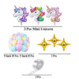 57 Pcs Pastel Unicorn Birthday Decoration Set With Balloon Garland, Foil Unicorn And Star Balloons For Girls Party