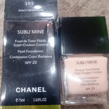 Chanel Sublimine Fluid Foundation Continuous Color Radiance SPF 20 Shade 101 Exact Champagne Long Lasting Smooth Finish 75ml