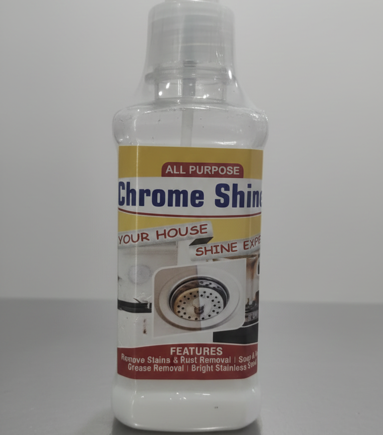 All Purpose Chrome Shine Cleaner 200ml – Powerful Stain, Rust And Grease Removal For Bright And Shiny Stainless Steel Surfaces