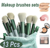 13 Piece Makeup Brush Set With Matching Storage Pouch Professional Soft Bristles For Blending Contouring And Daily Use | Random Color