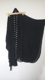 Abaya Mirrored Wink Upper Pure Georgette Black With Silver Mirror Standard Length 40 Inch For Women
