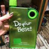A5 Flat Water Bottle Slim Notebook Style Reusable Water Bottle (420ML) - Drinkware Accessory Designed For Hydration (Random Color)