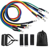 Premium Resistance Band Set For Home Workouts - 11 Piece Elastic Fitness Exercise Tubes With Carrying Pouch