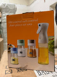 4Pcs Oil And Spice Countertop Set Daisy Glass Seasoning Organizer With 3 Jars 180ml And 1 Oil Bottle 245ml
