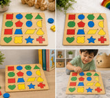 Shape Puzzle Board Game - Educational Wooden Learning Toy Crafted From MDF Wood For Children And Geometric Skill Development