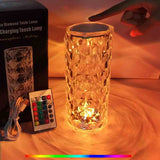 Crystal Rose Diamond Lamp – 16 Colors Changing LED Touch Lamp With Remote & USB Charging