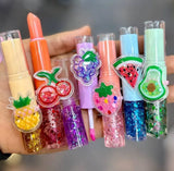 2 In 1 Flavored Fruit Lip Balm Plus Lip Oil Providing Nourishing Care Smooth Application Everyday Lip Care Support - Multicolor