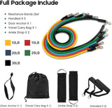 Premium Resistance Band Set For Home Workouts - 11 Piece Elastic Fitness Exercise Tubes With Carrying Pouch
