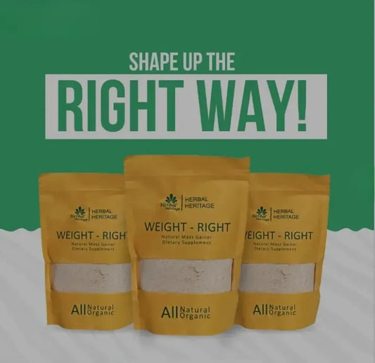 Weight-Right Natural Mass Gainer By Herbal Heritage | Herbal Formula For Healthy Weight Gain (80g)