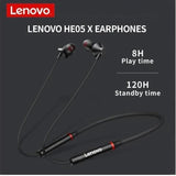 Lenovo HE05X Bluetooth 5.0 Magnetic Neckband Earphones With Mic – 8 Hours Playtime, Sweatproof Sports Headset