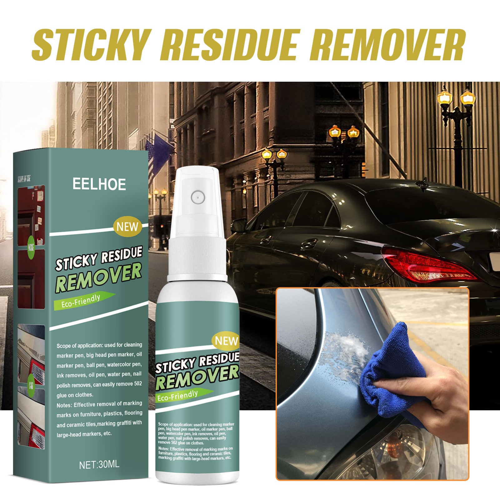 Sticky Stuff Remover Gel Spray, Portable Surface Safe Adhesive Remover, Ideal For Sticky Stains Such As Bubblegum, Adhesive, Tape, Label Residue (30ML)