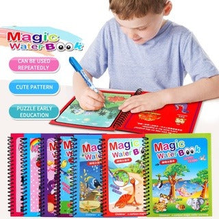 Magic Water Book Painting Drawing Coloring Board Book Doodle & Magic Water Pen(Random Book )