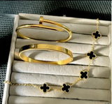 Stainless Steel 3 Piece Bracelet And Bangle Combo - Durable Elegant Accessory Set For Stylish Layering And Daily Wear