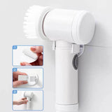 5 In 1 Rechargeable Magic Brush – Handheld Car Cleaning & Waxing Machine With Multiple Brush Heads