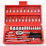 46-Piece Socket Wrench Set – Complete Ratchet & Bit Tool Kit