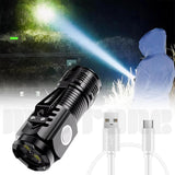 Powerful 3 LED Super Bright Mini Flashlight Rechargeable Portable Torch With Magnet
