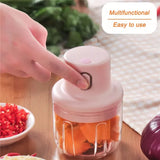 250ML Pink USB Wireless Electric Garlic Masher Sturdy Press Mincer Vegetable Chili Meat Grinder Food Chopper Kitchen Tools