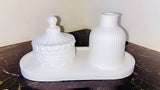 Aesthetic 3-Piece Organizer & Home Decor Set With Oval Tray, Mini Vase & Decorative Storage Box | Vanity, Coffee Table & Bedroom Decoration