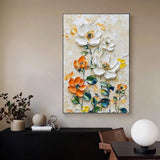 Vertical Floral Canvas Painting – Wild Garden Wall Art For Home & Office Décor