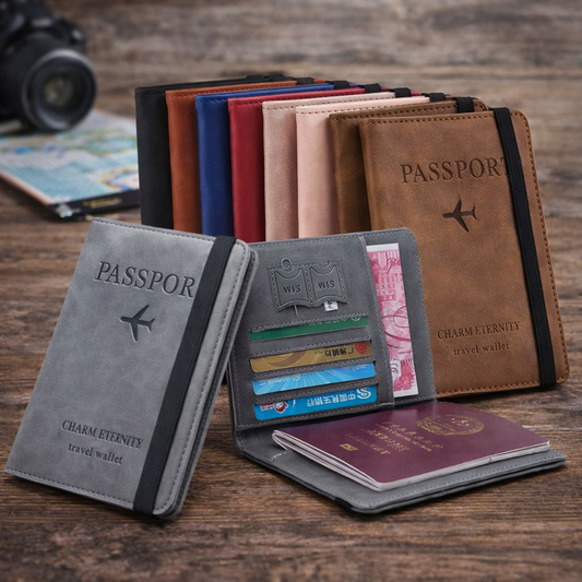Premium Portable Passport Holder Pouch & Multi-Functional Travel Wallet - Size 6*4 inch - Random color
