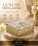 Luxury Metal & Crystal Ashtray KD-1379 – Elegant Decorative Cigarette Ash Tray Size 13x13x4.5cm