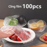 100pc Disposable Cling Film Cover Household Refrigerator Food Fruit Preservation Cover Dust-Proof Plastic Fresh-Keeping Cover