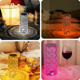Crystal Rose Diamond Lamp – 16 Colors Changing LED Touch Lamp With Remote & USB Charging