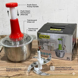Kitchen Fresh Prep Combo Deal – 2L Manual Hand Press Vegetable Chopper, Meat Mincer & 100 Elastic Stretchable Food Covers - Random Color