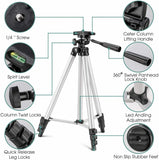 Adjustable Tripod Stand For Mobile Phones And Cameras With Mobile Holder, Portable DSLR Stand For Vlogging, Universal Silver Model 3110 And Bag