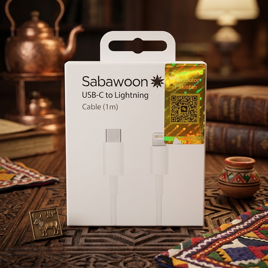 Sabawoon USB-C To Lightning Cable | 1m White Fast Charging & Data Transfer Cord