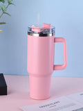 Insulated Stainless Steel Tumbler With Handle And Straw - 40oz (Random Color)