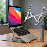 Metal Laptop Stand | Adjustable Foldable Laptop Stand | Portable Laptop Stand With Box & Cover