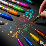 12 Colors Gel Pens Set – Glitter & Metallic 1.0mm Fine Tip | Kids Coloring, Sketching & Drawing Gift Set