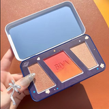 3 In 1 Colors Facial Blush Gradual Powder Blusher Shimmer Highlighter Three-Dimensional Brightening Powder Blusher Palette - Biya Korean Highlighter & Blush Palette