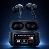 AirPods X Digital Touch Screen Wireless Earbuds – Black Edition | Smart Display Charging Case | Bluetooth Earphones | Touch Control