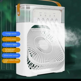 9-Inch Desktop Water Mist Fan – Portable Humidifier Air Cooler With 5-Hole Spray, 3 Speed Modes, And LED Night Light (Not Rechargeable)