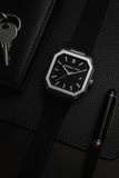 Universal Point UP 1988 – Square Dial Leather Strap Watch | Stainless Steel Case | Water Resistant 3 ATM (With Box)