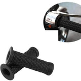 Cafe Racer Diamond Style Rubber Handlebar Grips With Bar Ends – Black (Pair)