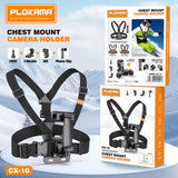 PLOKAMA CX10 Action Camera And Phone Chest Mount Holder 360 Adjustable Harness Strap For Sports Hiking Vlogging