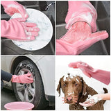 Silicone Dishwashing & Cleaning Pair Gloves – Reusable Heat Resistant Scrubber Gloves For Kitchen, Bathroom & Household Cleaning | Random Color