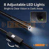 USB Endoscope Mini Hidden Camera 1080P With 8 Adjustable LED Lights & 5M Waterproof Cable