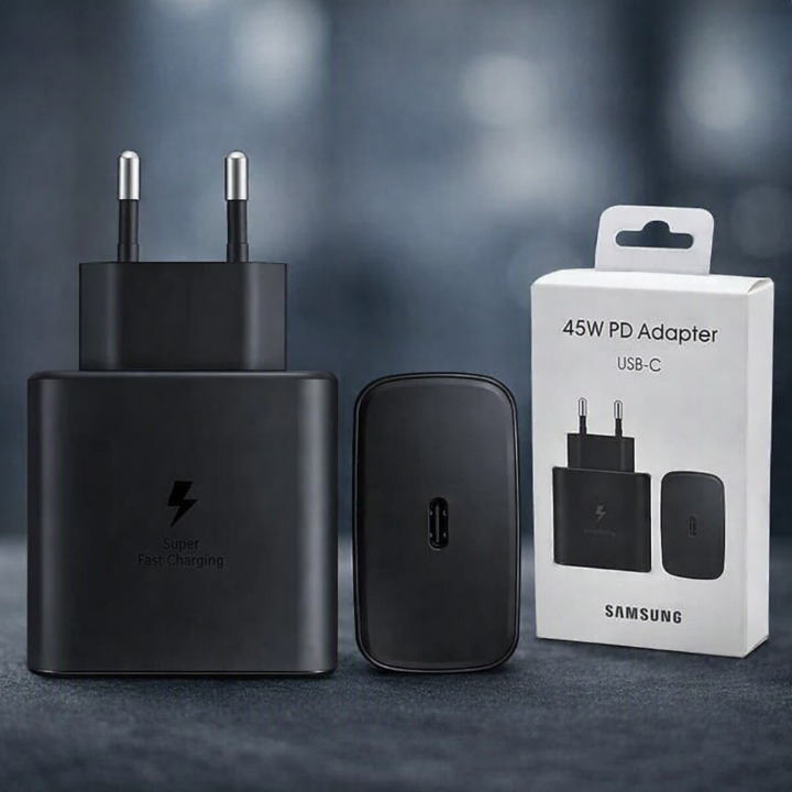 Samsung Original 45W PD Super Fast Charger USB-C Adapter – UK/US/EU Pin Fast Charging Wall Charger