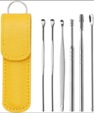 Pack off 6 Ear Pick with Storage Bag Dig Ear Wax Remover Cleaner Care Portable Travel Kit Cleaner Spoon
