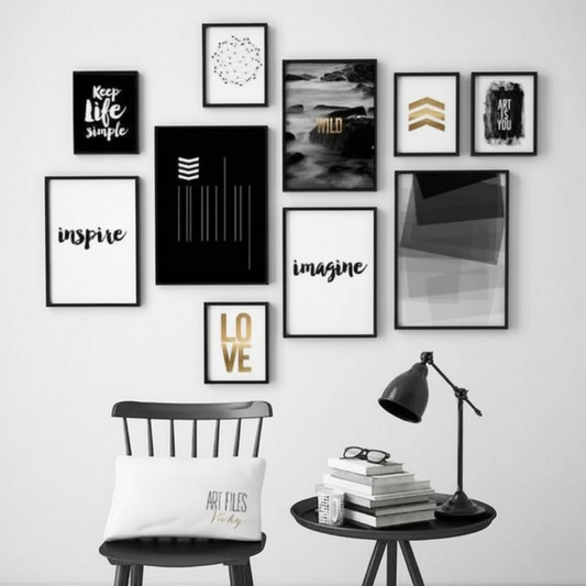 Motivational Wooden Wall Art Frame Set Of 10 | Inspirational Quotes & Modern Decor Frames In Multi Sizes For Home, Office & Study Room Decoration