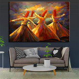 Whirling Dervish Wall Art Painting – Sufi Dance Canvas, Spiritual Home Décor (12x16)